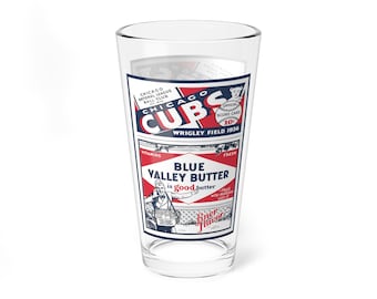 Mixing Glass, 16oz - 1936 Baseball Chicago Cubs, Unique Drinkware for Sports Fans, Vintage Baseball Gift, Personalized Barware, Sports