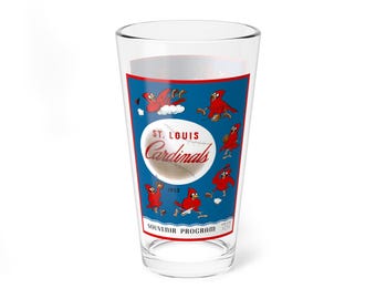 Mixing Glass, 16oz - 1952 Baseball Cardinals Retro Vintage Sports Fan Gift Drinkware, Bartender, Barware, Cocktail Mixer, Man Cave Decor