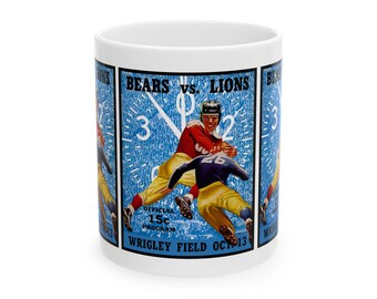 Vintage Football Bears-Lions Ceramic Mug, Sports Fan Gift, Football Lover Cup, 1940s Retro Design, Game Day Coffee Mug, Father's Day Gift