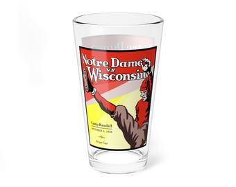Mixing Glass, 16oz - Vintage 1928 Football Wisconsin-Sports Fan Gift, Barware Decor, Pub Glass, Game Day Drinkware, College