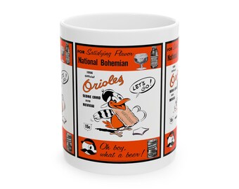 Vintage 1956 Baseball Baltimore Orioles Ceramic Mug, Sports Fan Gift, Baseball Memorabilia, Coffee Cup, Tea Mug, Gift for Dad, Father's Day