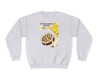 1947-1948 Vintage Chicago Black Hawks Hockey Program Cover  -  NuBlend® Crewneck Sweatshirt