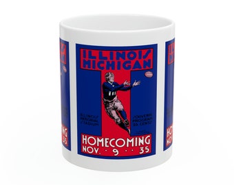 1935 Vintage Michigan - Illinois Illini Football Program Cover - Ceramic Mug, 11oz