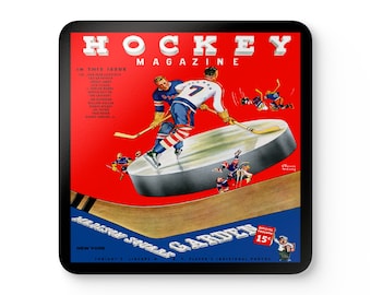 1938-1939 Vintage New York Americans Hockey Program Cover - Corkwood Coaster Set