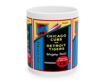 1935 Baseball World Series Ceramic Mug, Chicago Cubs Detroit Tigers, Sports Fan Gift, Vintage Baseball Memorabilia, 1935 Retro Cup, Baseball