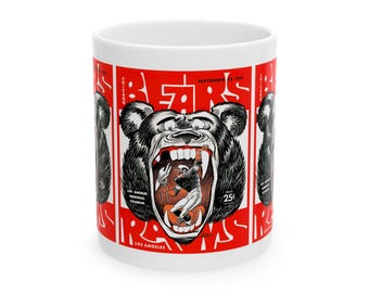 Vintage Football Ceramic Mug, 1961 Chicago Bears Los Angeles Rams, Sports Fan Gift, Coffee Cup, Tea Mug, Football Lover Gift, Sports
