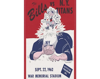 Vintage 1962 Football Buffalo Bills New York Titans Tea Towel, Sports Kitchen Decor, Gift for Football Fans, Football Fan Towel