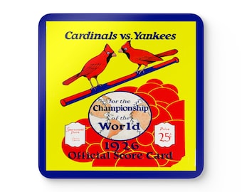 1926 Vintage St Louis Cardinals World Series Baseball Program Cover - Corkwood Coaster Set