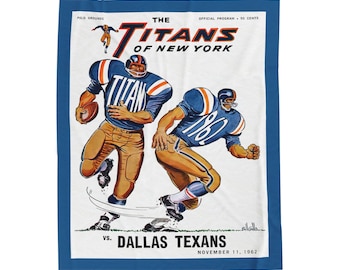 1962 New York Titans vs Dallas Texans Vintage Football Blanket | Velveteen Plush