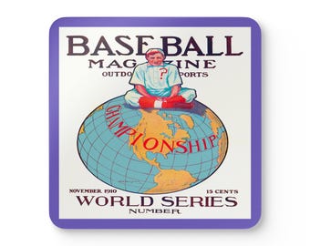 1910 Baseball World Series Magazine Cover - Corkwood Coaster Set