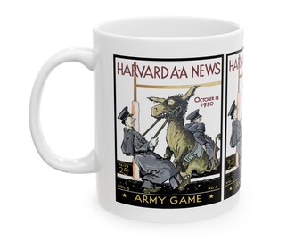 Vintage Army-Harvard Football Program Cover Ceramic Mug, 1930 Sports Fan Gift, Coffee Cup, Retro Football Memorabilia, Father's Day Present,