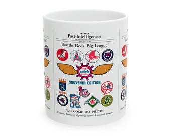 1969 Vintage Seattle Pilots Baseball - Seattle Intelligencer Newspaper Program Cover - Ceramic Mug, 11oz