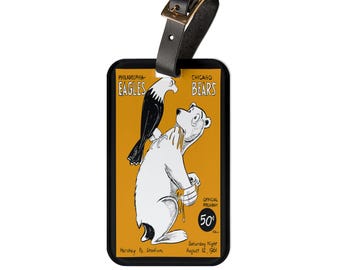 1961 Philadelphia vs Chicago Football Luggage Tag | Vintage Football Team Travel ID