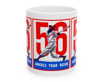 Vintage 1956 Baseball Los Angeles Angels Ceramic Mug, Gift for Baseball Fans, Sports Memorabilia, Collectible Cup, Beverage Holder
