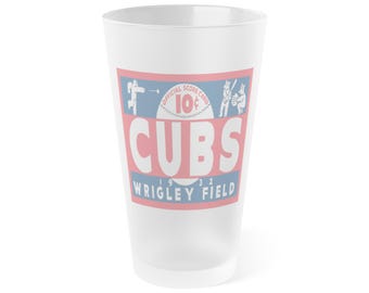 Cubs Frosted Pint Glass - 16oz, Sports Fan Gift, Barware, Chicago Cubs , Baseball Collectible, Game Day Essential