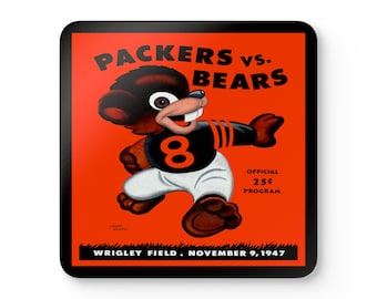 1947 Vintage Chicago - Green Bay Football Program Cover  - Corkwood Coaster Set