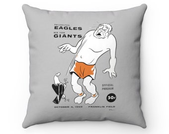 1959 Vintage New York Giants- Philadelphia Eagles Football Program Cover - Indoor Pillow