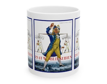 Vintage Baseball World Series Dodgers-Yankees Ceramic Mug, 11oz, 15oz. Sports Team Fan Gift, Baseball Memorabilia, Baseball Lover Gift,