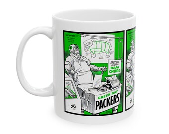 Vintage 1961 Football Green Bay Packers Los Angeles Rams Ceramic Mug, Football Sports Fan Collectible Gift, Father's Day, Christmas