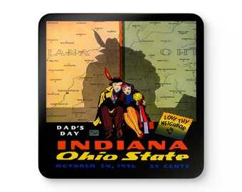 1936 Vintage Indiana - Ohio State Football Program Cover - Corkwood Coaster Set