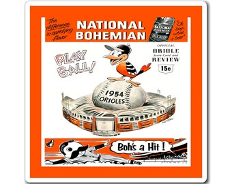 1954 Vintage Baltimore Orioles Baseball Scorebook Cover - Magnets