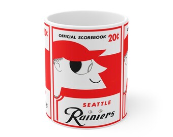 Mug 11oz, Vintage Baseball Seattle Rainiers Cup, Sports Fan Gift, Retro Baseball Team Logo, Coffee Mug, Tea Cup