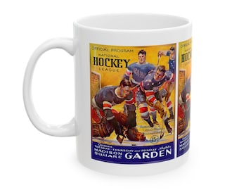 Vintage New York Americans Hockey Program Cover Ceramic Mug, 11oz 15oz - Gift for Hockey Fans, Hockey Memorabilia, Sports Souvenir, Hockey