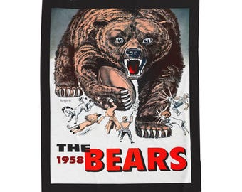 Velveteen Plush Blanket - 1958 Football Chicago Bears Yearbook, Throw Blanket, Bedding, Home Decor, Sports Fan Gift, Cozy Blanket