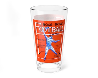 Mixing Glass, 16oz - 1936 Football Rose Bowl SMU-Stanford, Sports Memorabilia Gift, Game Day Barware, Football Fan Glassware, College