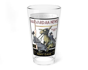 Mixing Glass, 16oz - Vintage 1930 Football Harvard-Army Decor, Barware Gift, Cocktail Glass, Retro Sports Fan Present, Unique Glassware