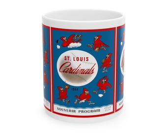 Baseball Mug, Sports Fan Coffee Cup, Cardinals Memorabilia Tea Mug, Gift for Baseball Enthusiast, Vintage Sports Decor, 11oz 15oz Ceramic