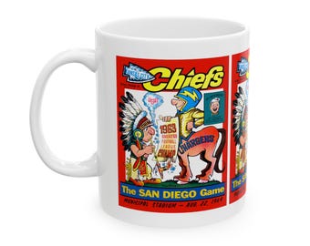 1964 Football Kansas City San Diego Chargers Ceramic Mug, Retro Sports Fan Coffee Cup, Vintage Football Team Memorabilia, Gift for Football