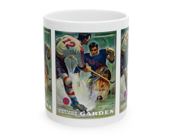 1940-1941 Vintage New York Americans - New York Rangers Hockey Program Cover - Ceramic Mug, 11oz