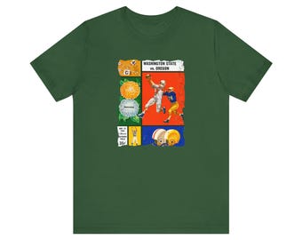 1954 Vintage Washington State - Oregon Football Program Cover - Unisex Jersey Short Sleeve Tee