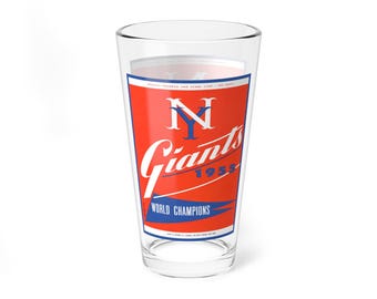 Glass Tumbler, 16oz - Vintage 1955 Baseball New York Giants, Gift for Sports Fans, Mixology Barware, Home Bar Decor, Cocktail Glassware