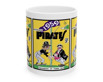 1959 Baseball Pittsburgh Pirates Yearbook Ceramic Mug, Vintage Sports Fan Gift, Coffee Cup, Tea Mug, Baseball Lover Gift, Retro Sports Decor