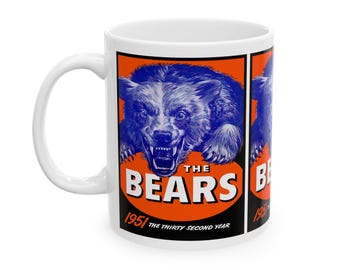 Retro Football Chicago Bears Ceramic Mug, 1951 Sports Fan Gift, Football Memorabilia, Coffee Cup, Tea Mug
