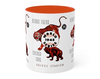 1945 Vintage Detroit Tigers - Chicago Cubs World Series Program - Colorful Mugs, 11oz