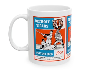 Ceramic Mug, 1959 Baseball Detroit Tigers Yearbook, Vintage Sports Fan Gift, Baseball Memorabilia, Detroit Tigers Collectible Mug, Sports