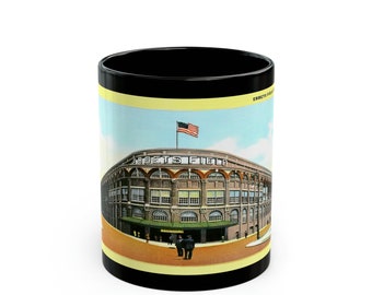 Vintage Brooklyn Dodgers Ebbets Field Street View Postcard - Black Mug 11 oz