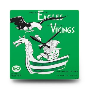 Football Acrylic Wall Clock, Minnesota Vikings Philadelphia Eagles Fan Art, Sports Room Decor, Unique Game Day Gift, Football Team