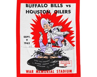 Vintage Houston Oilers - Buffalo Bills Football Program Velveteen Plush Blanket, Throw Blanket, Home Decor, Sports Gift, Game Day Gear
