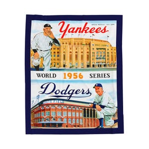 Velveteen Throw Blanket, Vintage 1956 Baseball World Series New York Yankees Brooklyn Dodgers, Home Decor, Bedding, Gift for Sports Fans