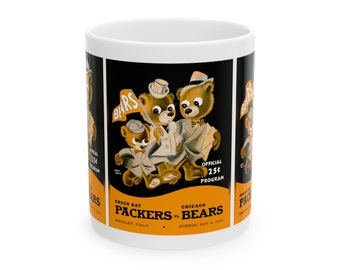 1949 Vintage Green Bay Packers - Chicago Bears - Football Program Cover - Ceramic Mug, 11oz