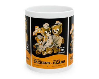 1949 Vintage Green Bay Packers - Chicago Bears - Football Program Cover - Ceramic Mug, 11oz