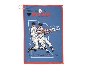 Vintage 1961 Baseball Minnesota Twins Yearbook Golf Towel, Sports Towel, Golf Accessories, Golf Gift, Golf Lover's Gift, Retro Golf Towel
