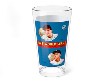 Baseball World Series Mixing Glass, 16oz - 1948 Boston-Cleveland Collector's Item, Sports Memorabilia, Gift for Baseball Fans, Barware
