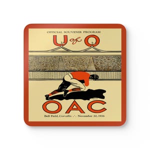 1926 Vintage University of Oregon - Oregon State Football Program Cover - Corkwood Coaster Set