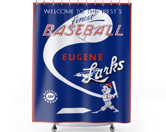1950 Vintage Eugene Larks - Far West League Baseball Program Cover  - Shower Curtain