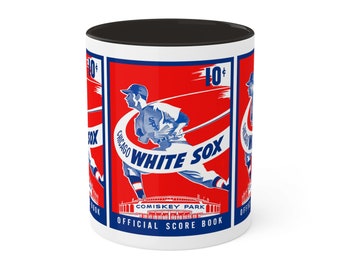 1950 Vintage Chicago White Sox Baseball Scorebook Cover - Colorful Mugs, 11oz